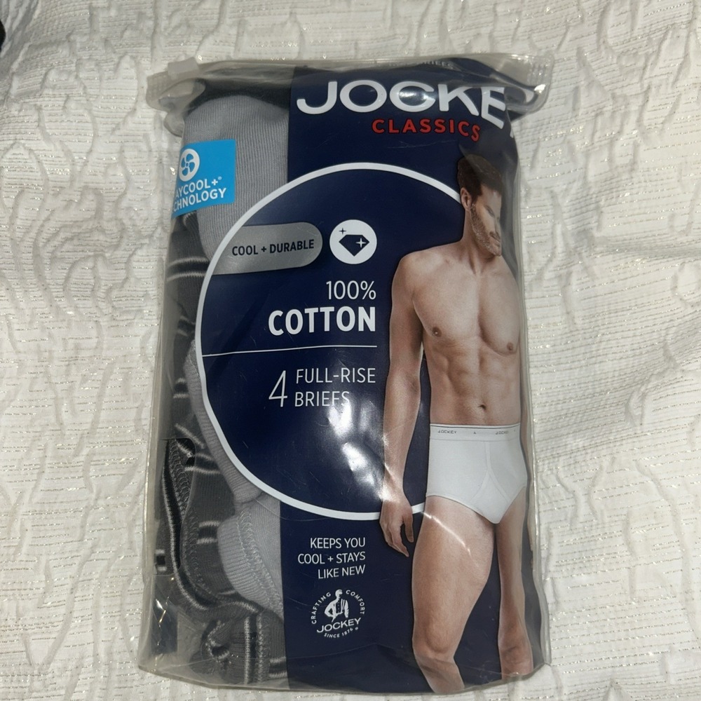 4 PACK‎ MENS JOCKEY CLASSICS 100% COTTON FULL-RISE BRIEFS SIZE 36